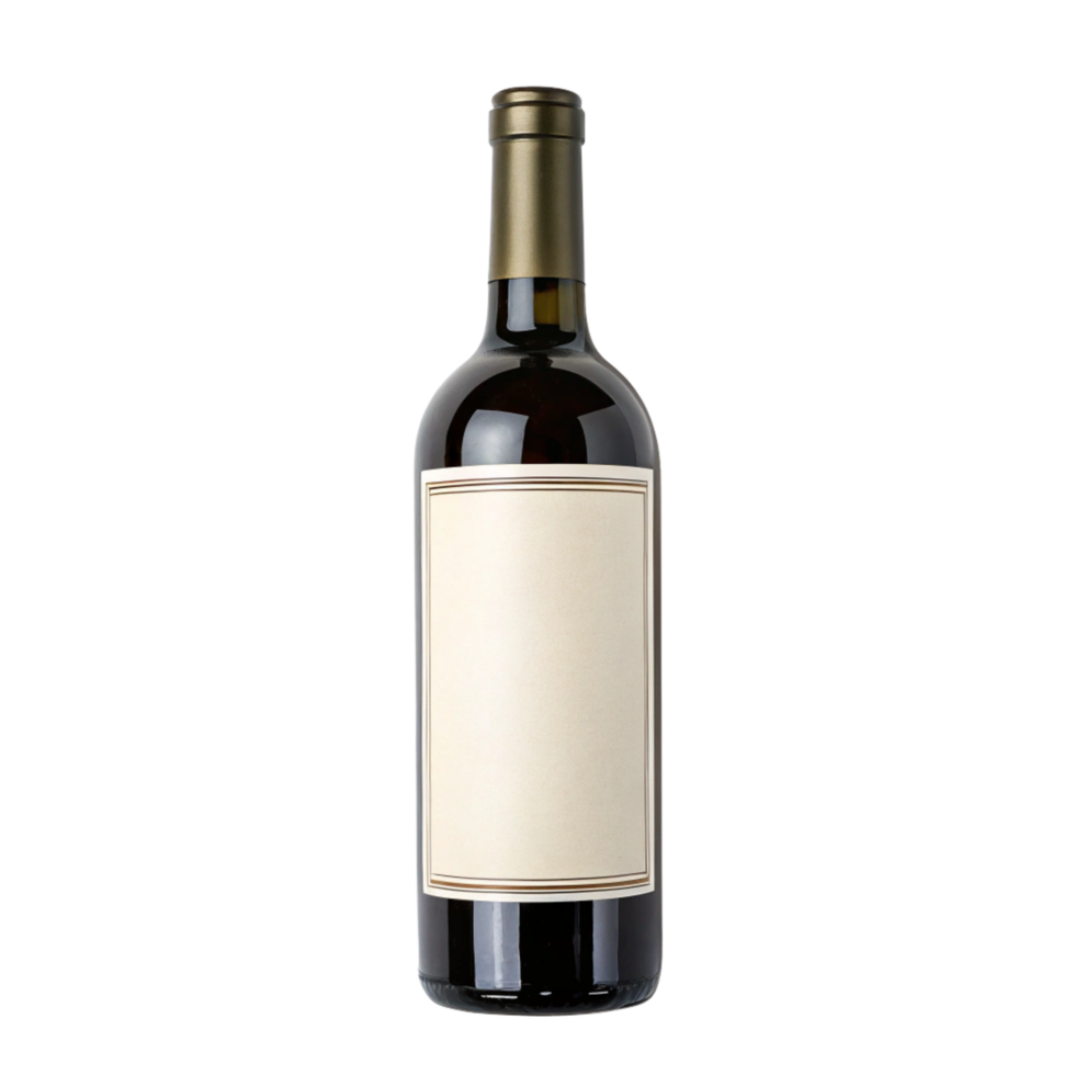 Blank wine bottle label mockup studio clipart minimalistic product photography branding concept png