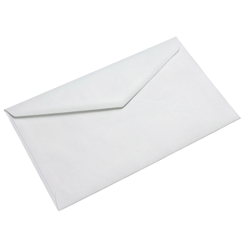 Plain white envelope with no writing minimalist design professional setting clean viewpoint png