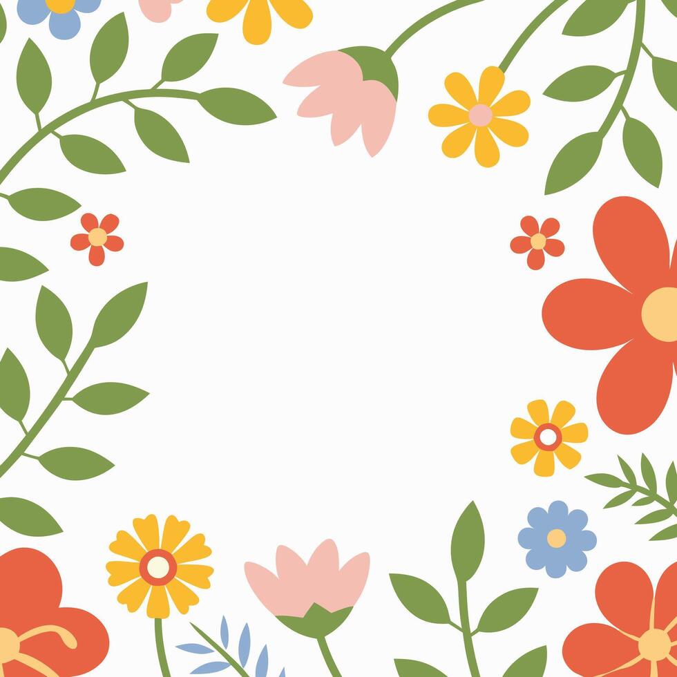Colorful Floral Pattern on a White Background with a Minimalist Style vector
