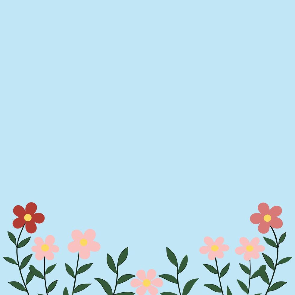Simple Flower Illustration in a Modern Minimalist Style with Pastel Blue Background vector