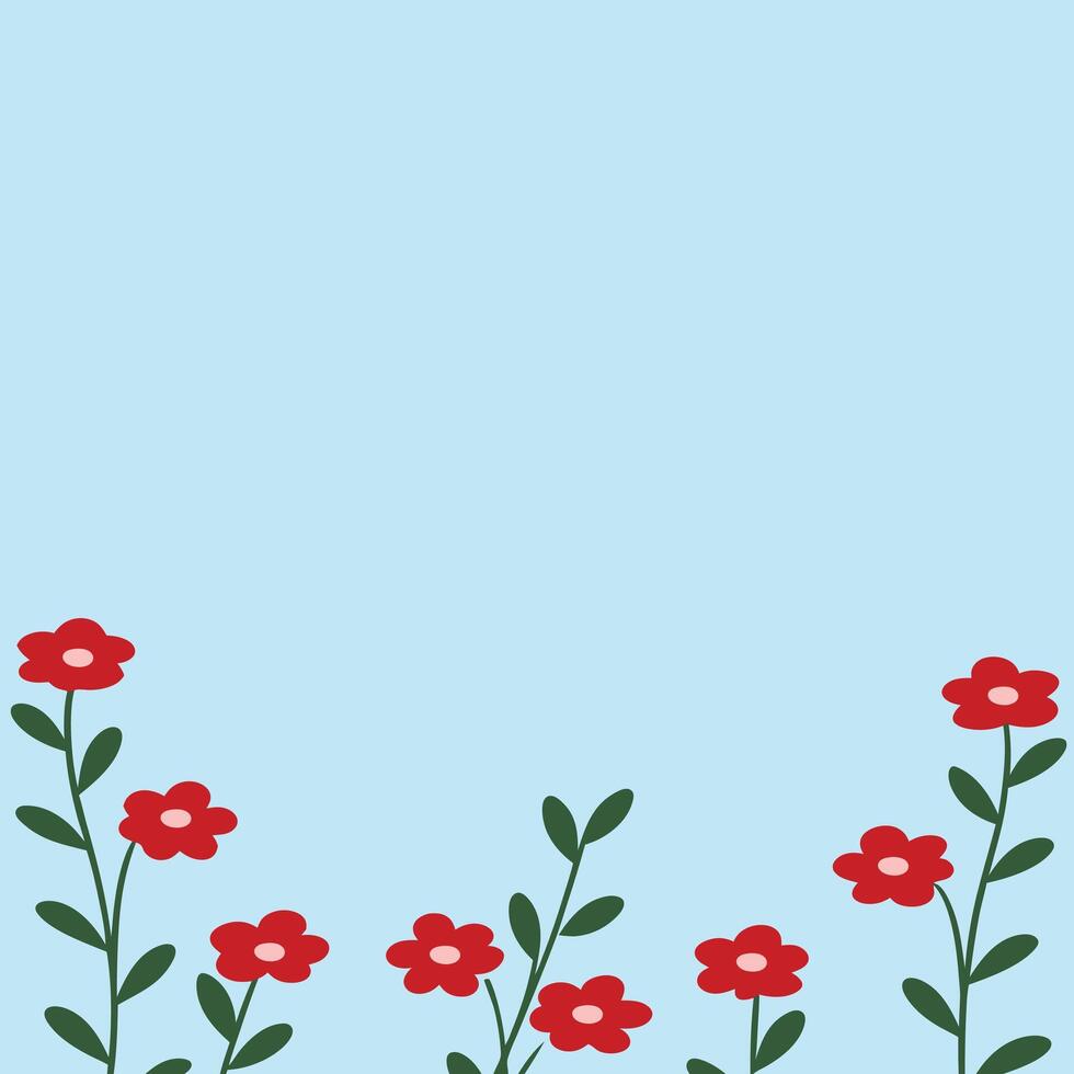 Contemporary Minimalist Flower Design with Pastel Blue Background vector