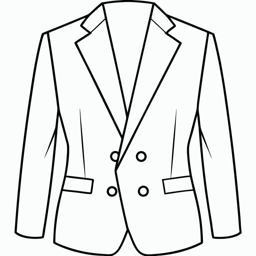Sleek Black and White Line Art of a Suit Jacket in Minimalist Style vector