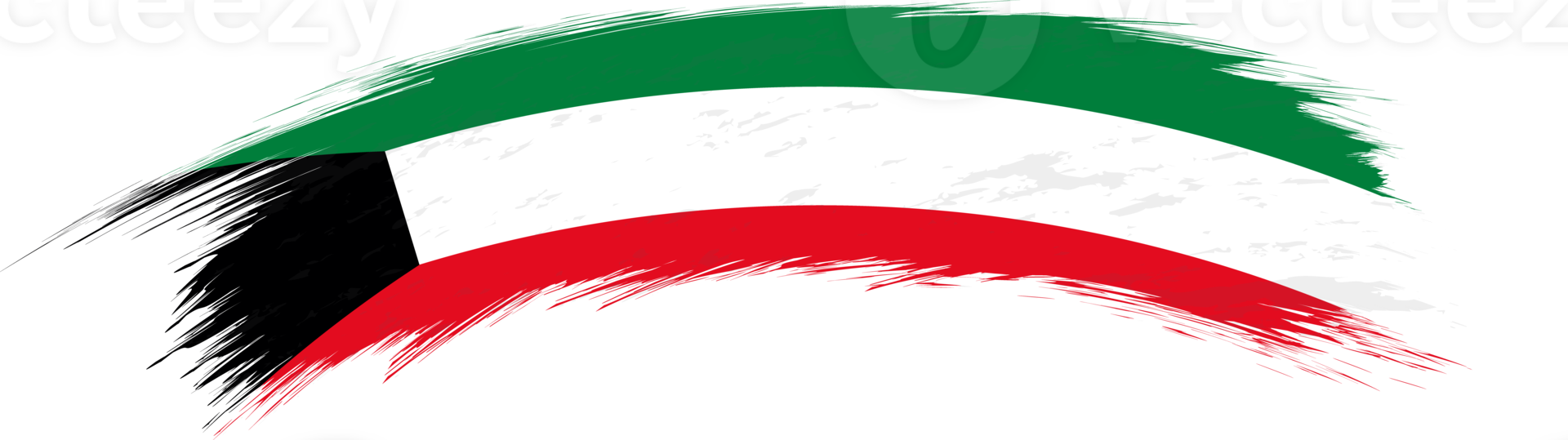 Flag of Kuwait in rounded brush stroke. png