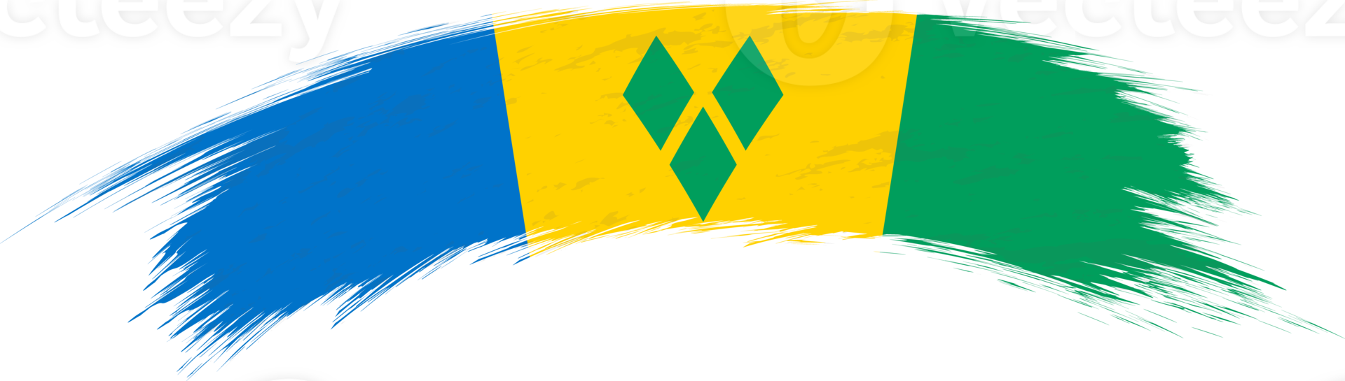 Flag of Saint Vincent and the Grenadines in rounded brush stroke. png