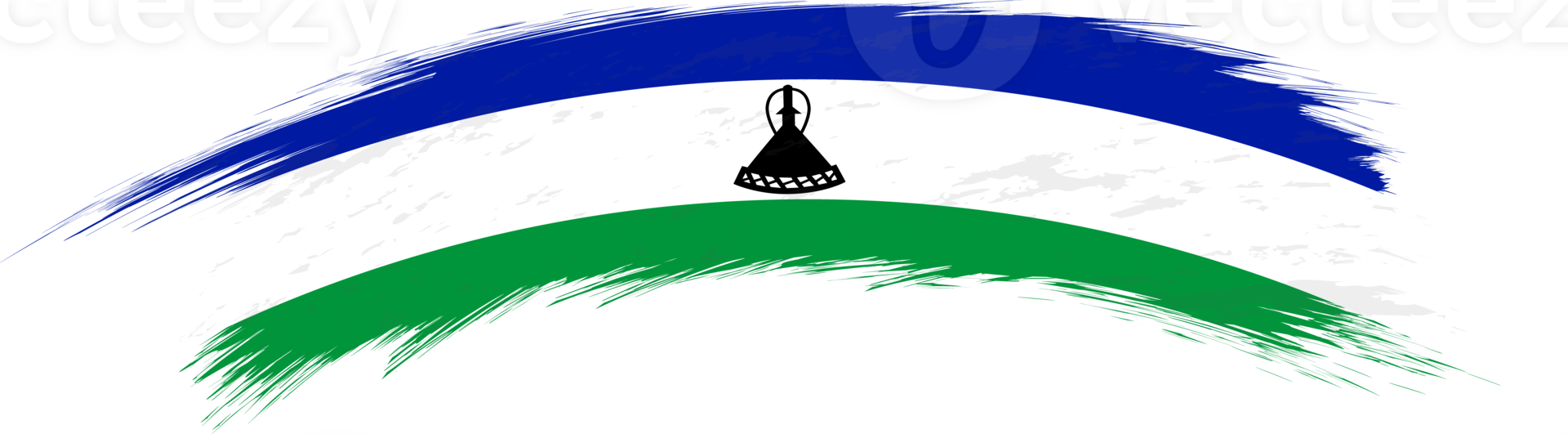 Flag of Lesotho in rounded brush stroke. png