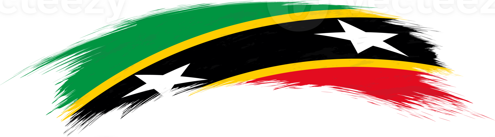 Flag of Saint Kitts and Nevis in rounded brush stroke. png