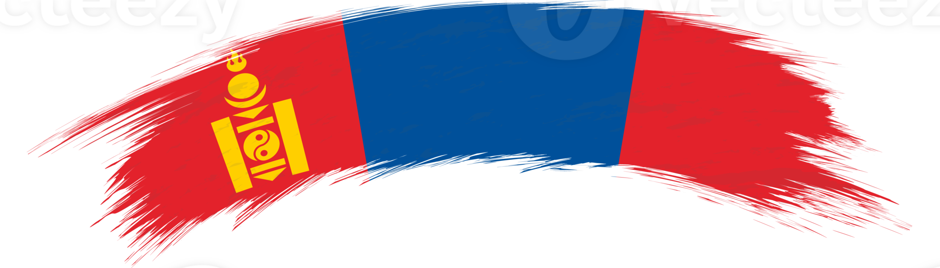 Flag of Mongolia in rounded brush stroke. png