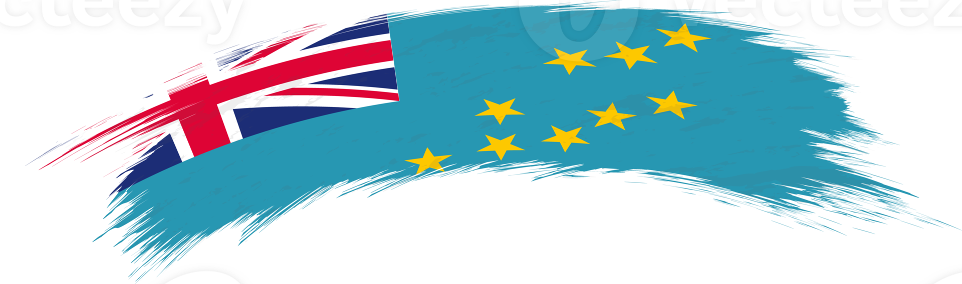 Flag of Tuvalu in rounded brush stroke. png