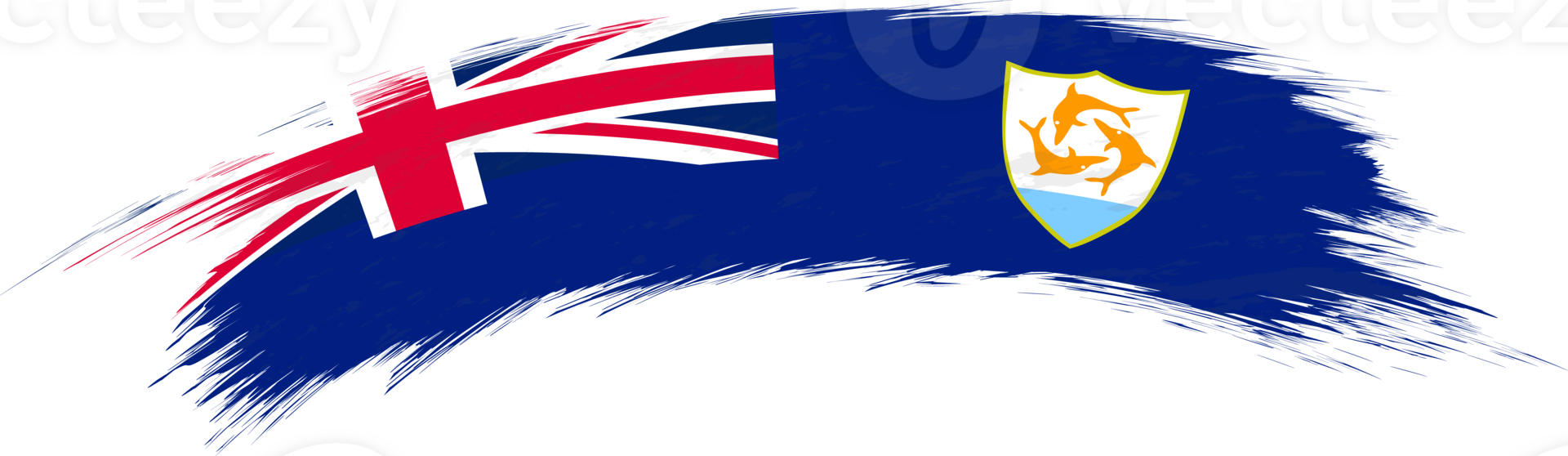 Flag of Anguilla in rounded brush stroke. png