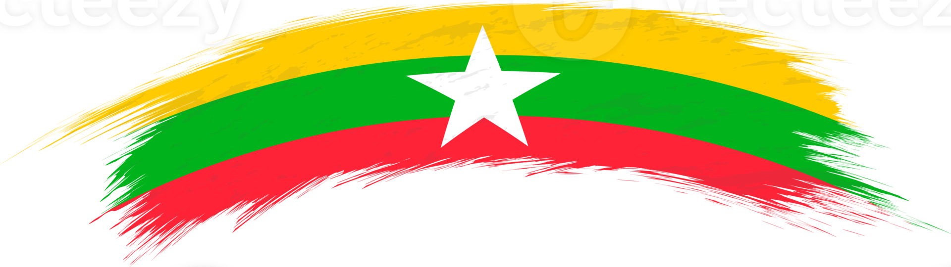 Flag of Myanmar in rounded brush stroke. png