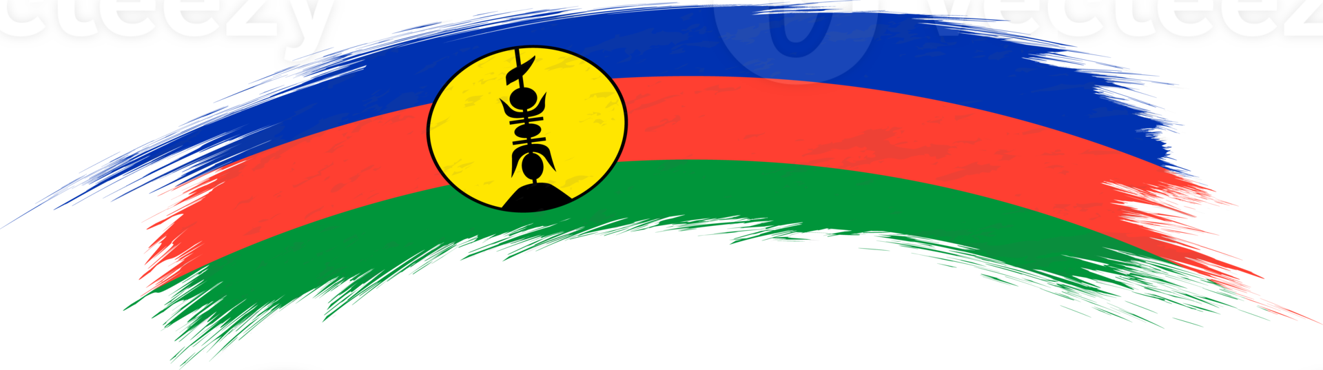 Flag of New Caledonia in rounded brush stroke. png