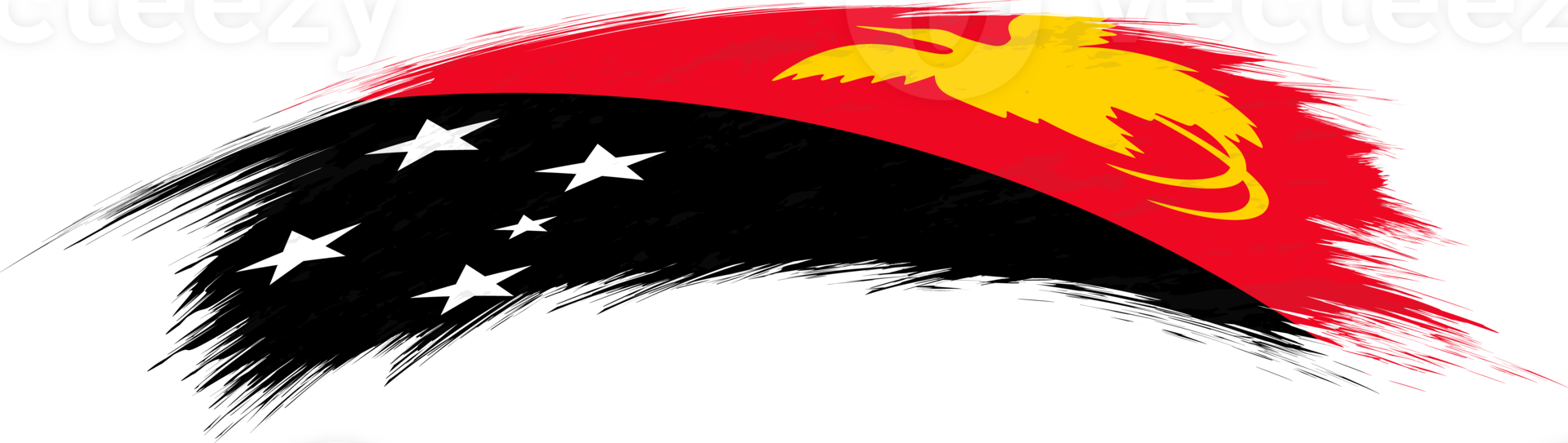 Flag of Papua New Guinea in rounded brush stroke. png