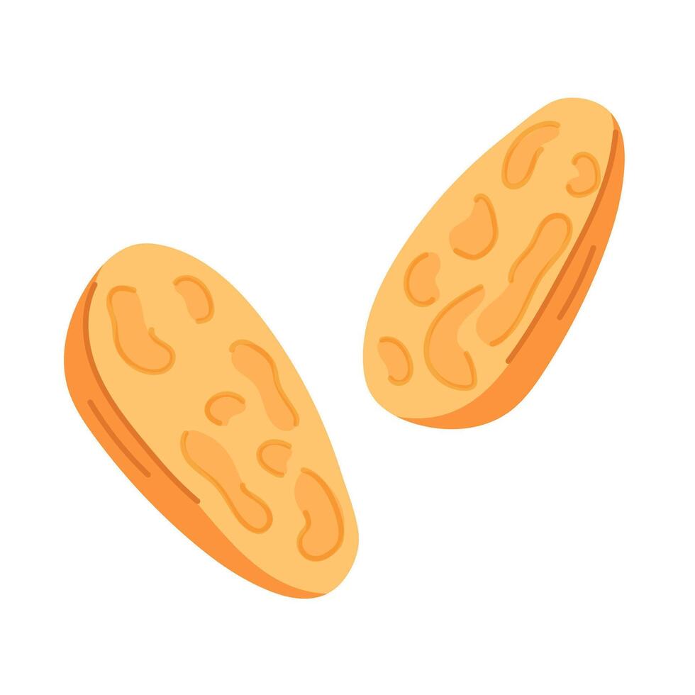 Slice of bread with an texture in cartoon style. Perfect for bakery, food packaging, restaurant menu isolated on a white background. vector