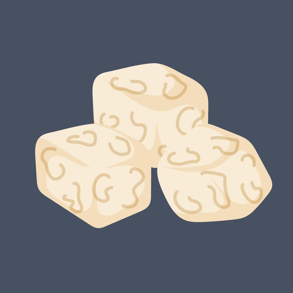 White cheese Beyaz peynir cubes in cartoon style. Ideal for turkish breakfast, culinary menu design. Isolated on a white background. vector