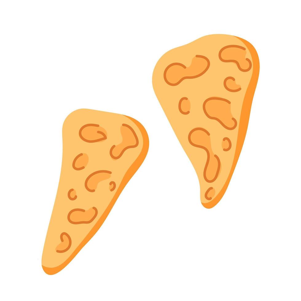 Slice of flatbread with an texture in cartoon style. Pita, tortilla bread for bakery, food packaging, mediterranean cuisine or culinary project. vector