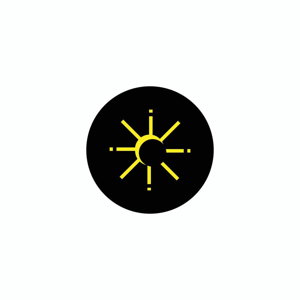 A black and yellow sun icon on a white background vector