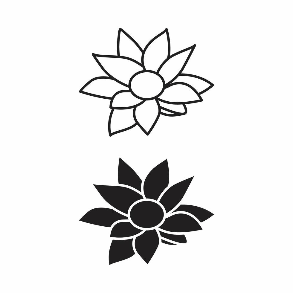 A black and white illustration of a flower vector