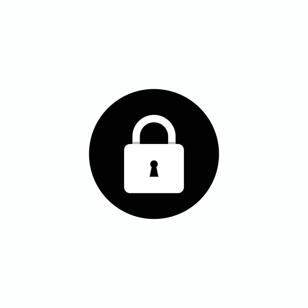 A black and white image of a padlock vector