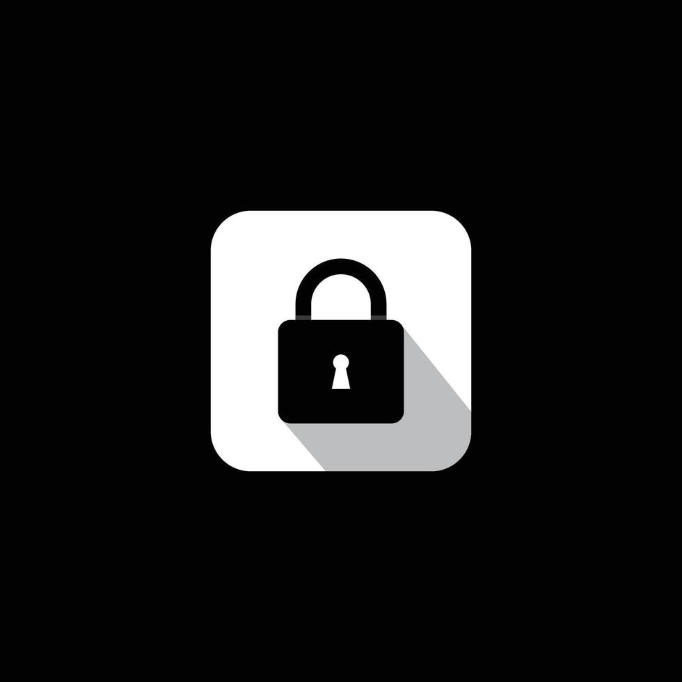 A black and white icon of a padlock vector