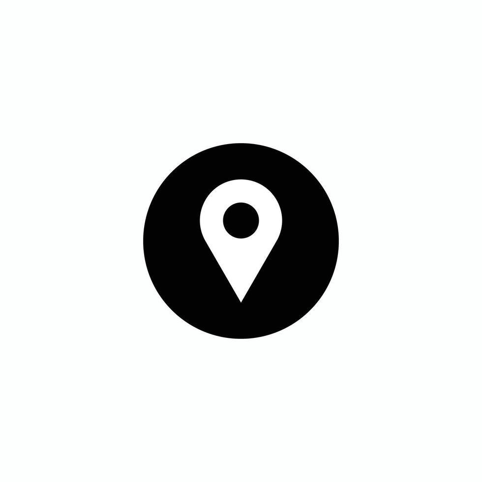 A black and white image of a location marker vector