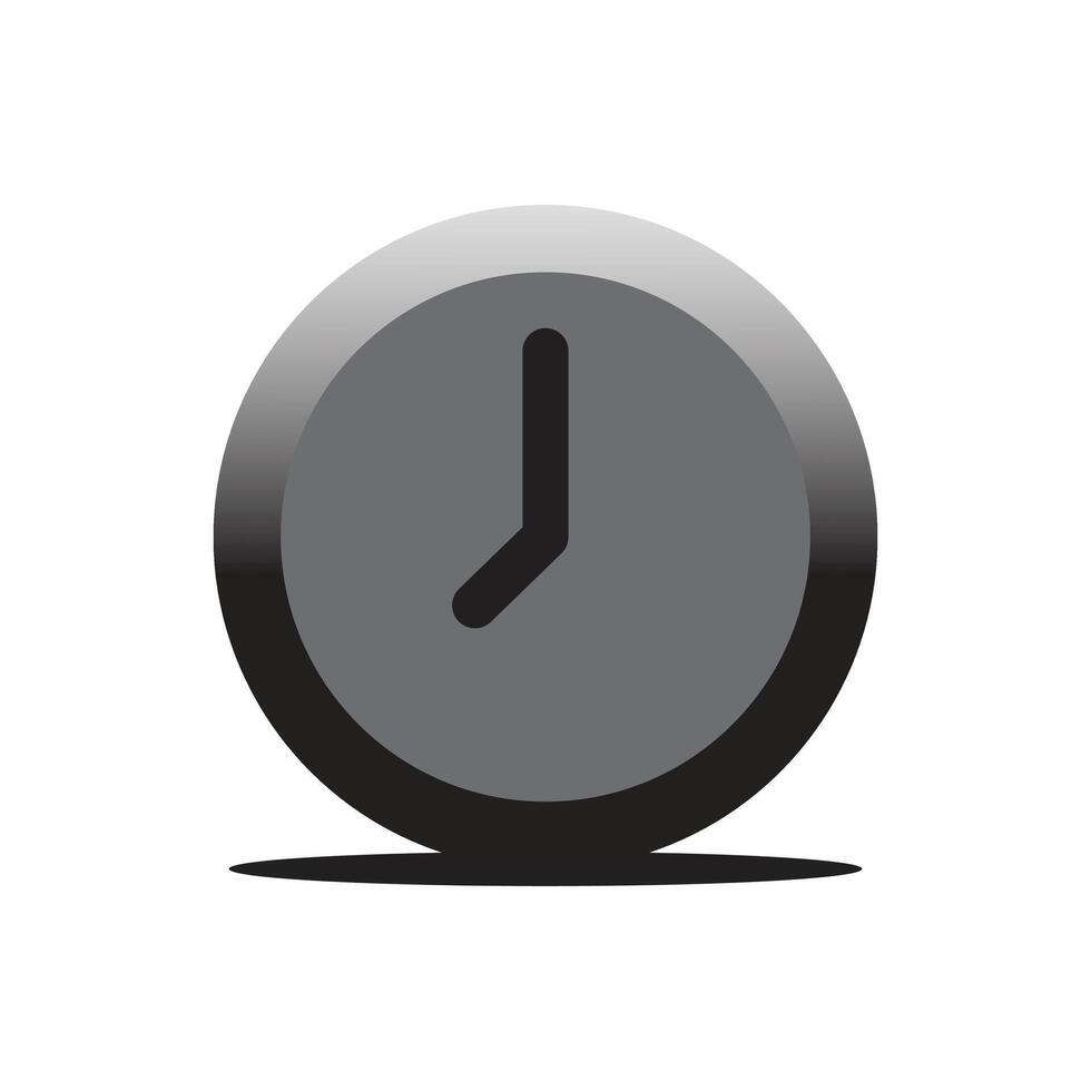 A black and white clock icon on a white background vector