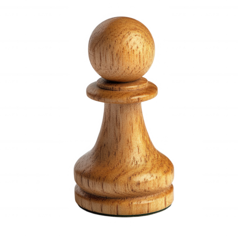 A wooden chess pawn piece with a visible wood grain texture transparent background png