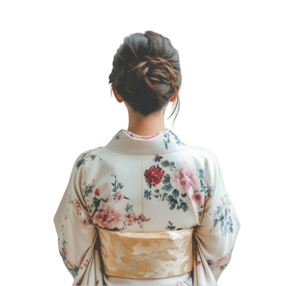 A woman wearing a kimono transparent background png