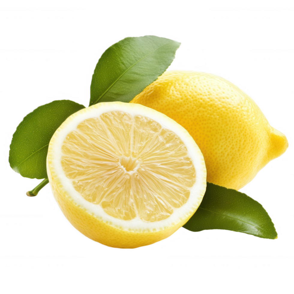 A fresh lemon sliced in half png
