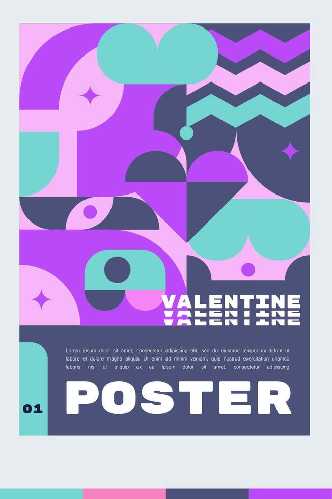 Geometric poster and banner collection for Valentine's Day business cover vector