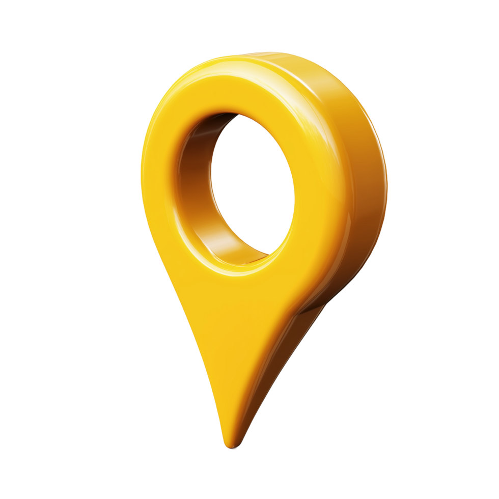 Vibrant Yellow 3D Location Pin Icon. A Striking Symbol for Navigation and GPS Applications png