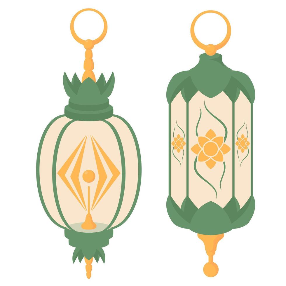 Botanical Lantern Graphics for Ramadan Projects vector
