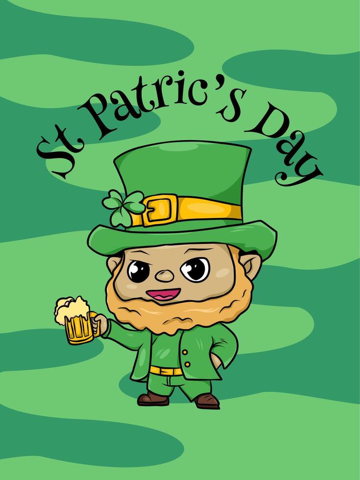 Patrick character design holding a drinking glass vector