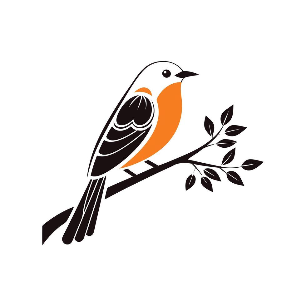 Stylized Bird on Branch Illustration vector