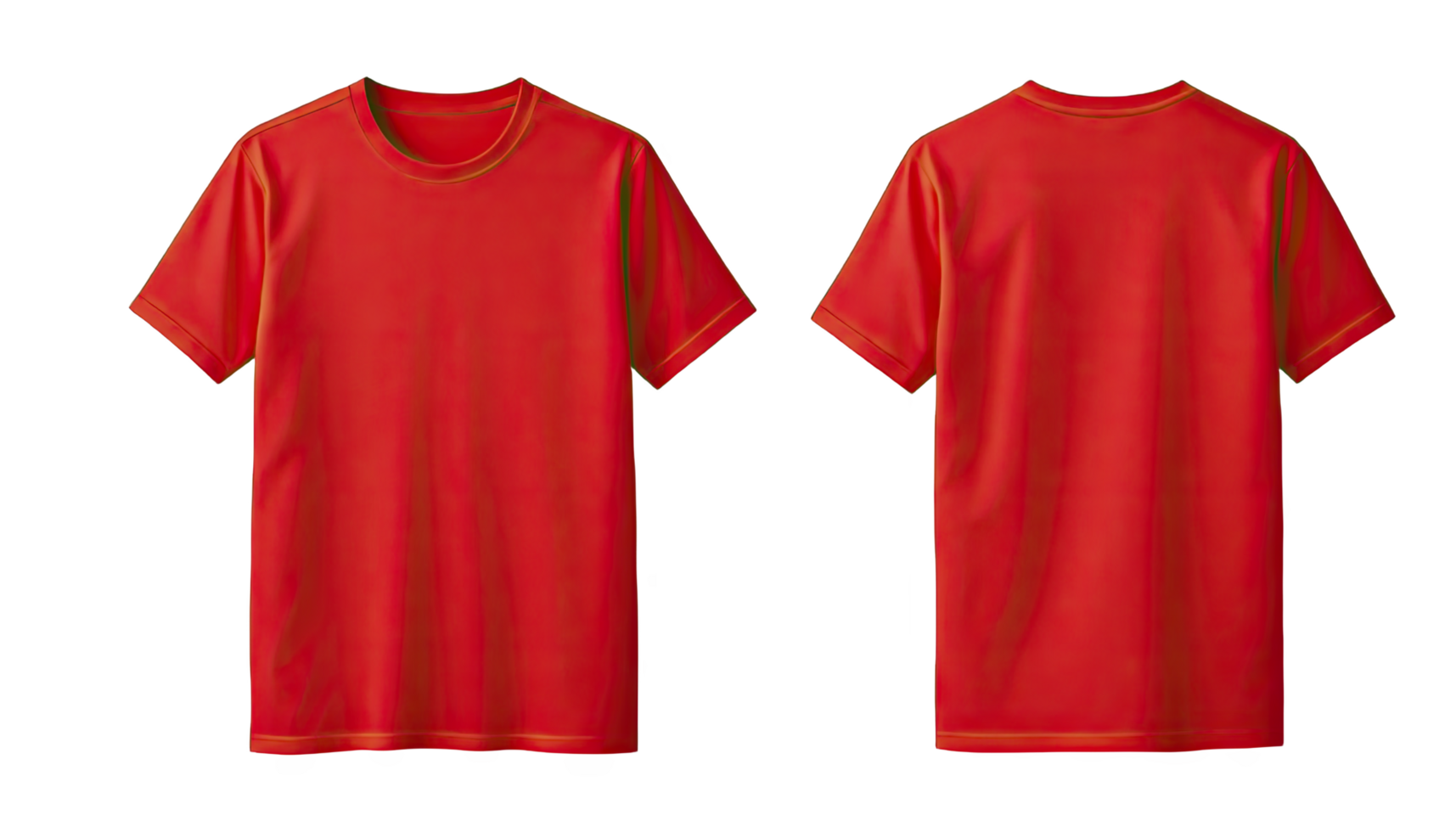 Red tshirt front and back views are presented png