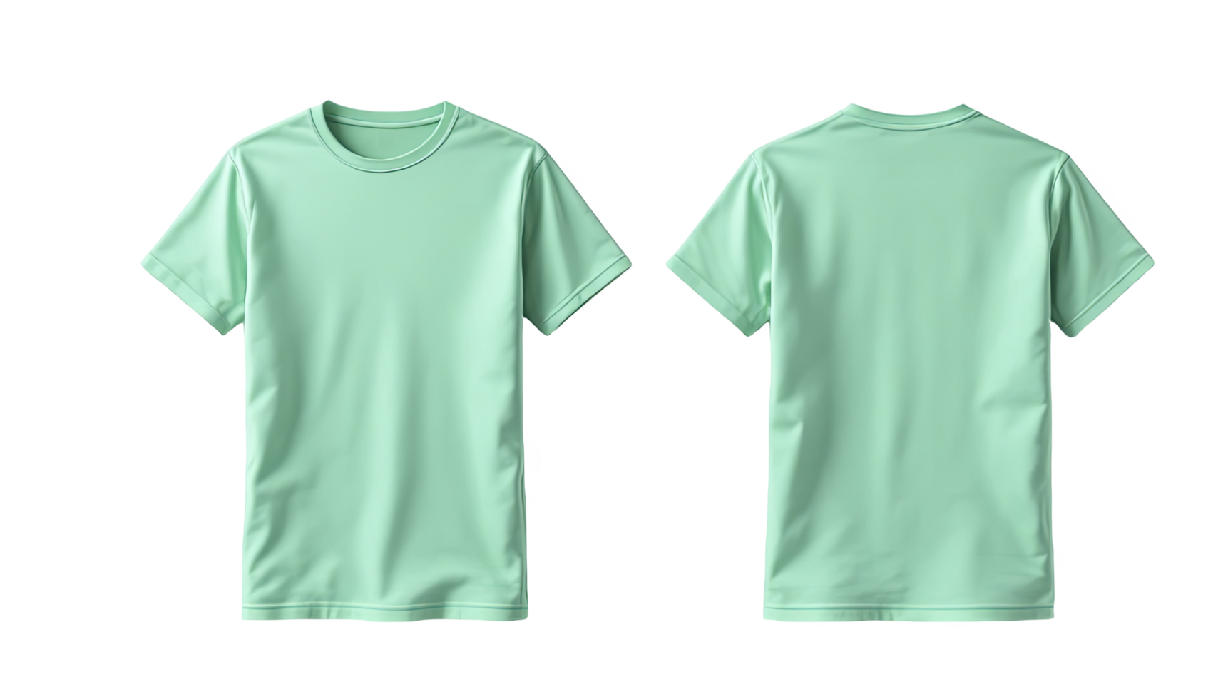 Mint green tshirt front and back views are presented png
