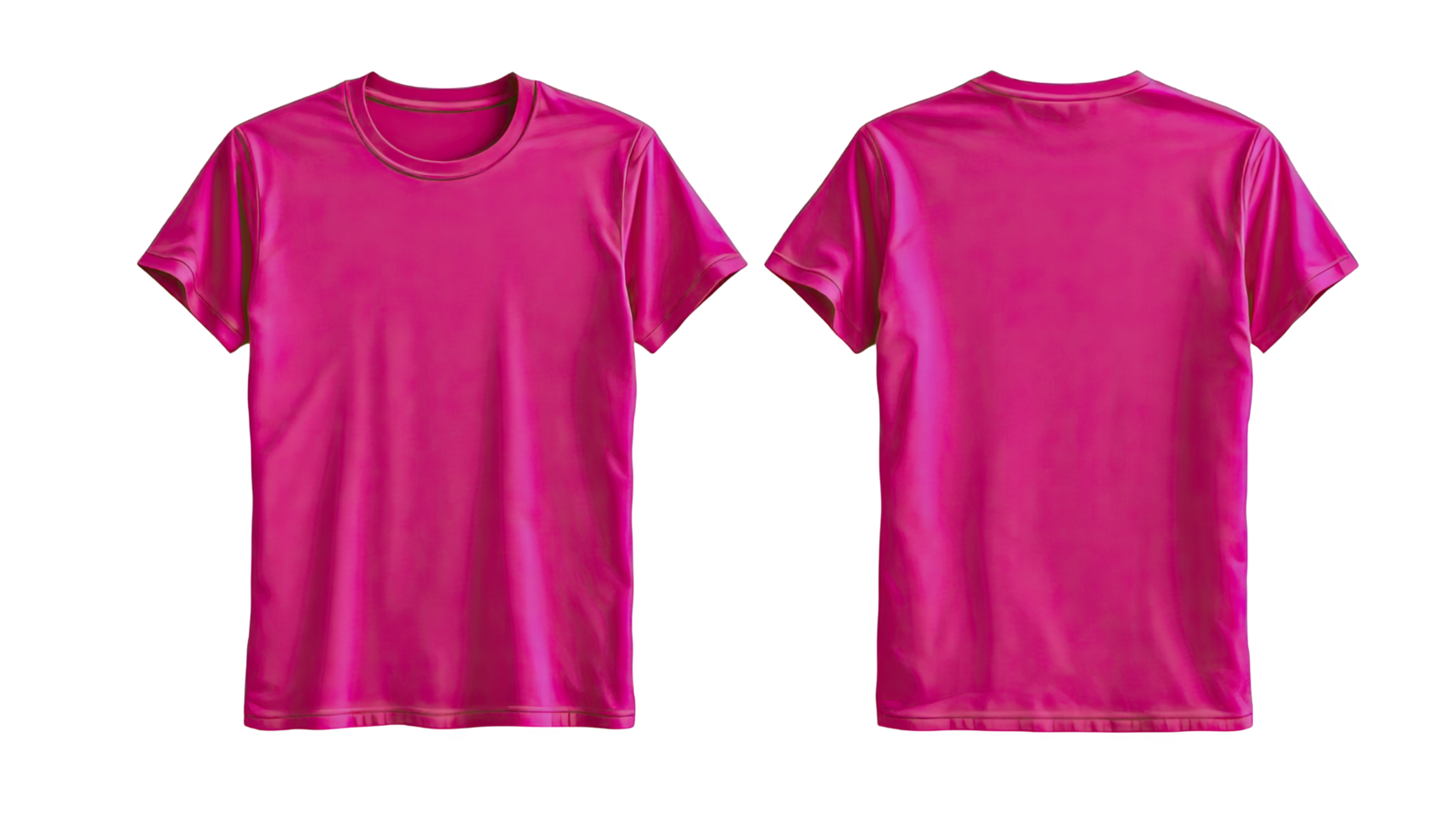 magenta pink tshirt front and back views are presented png