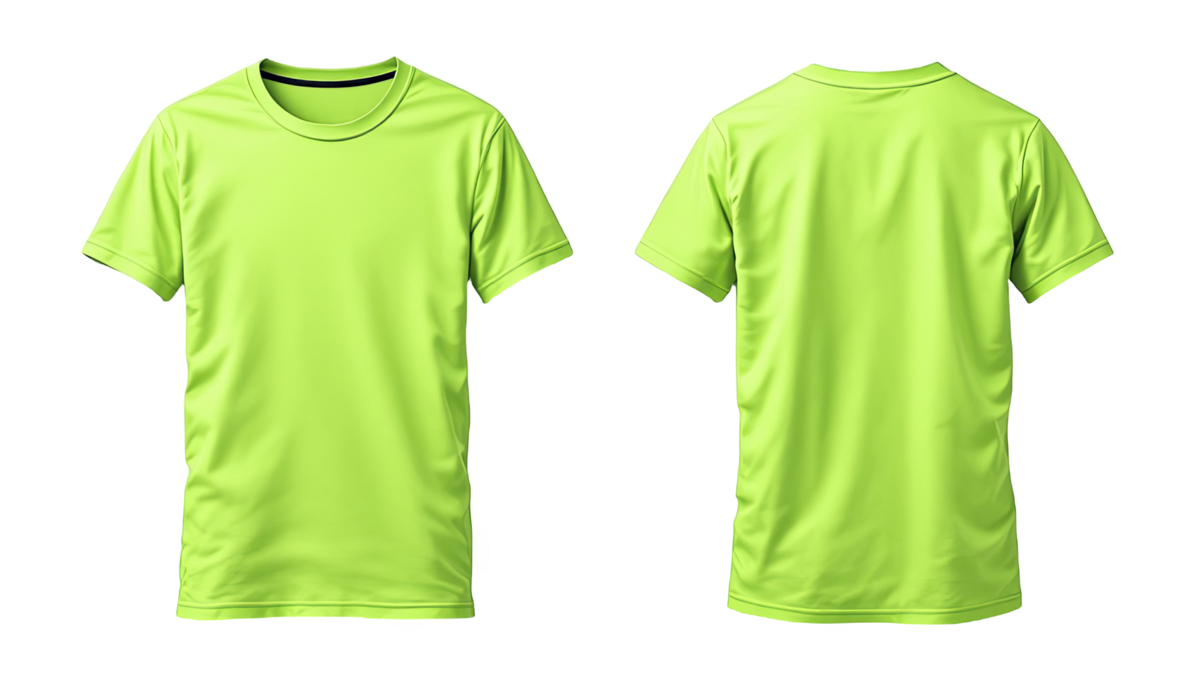 Lime green tshirt front and back views are presented png