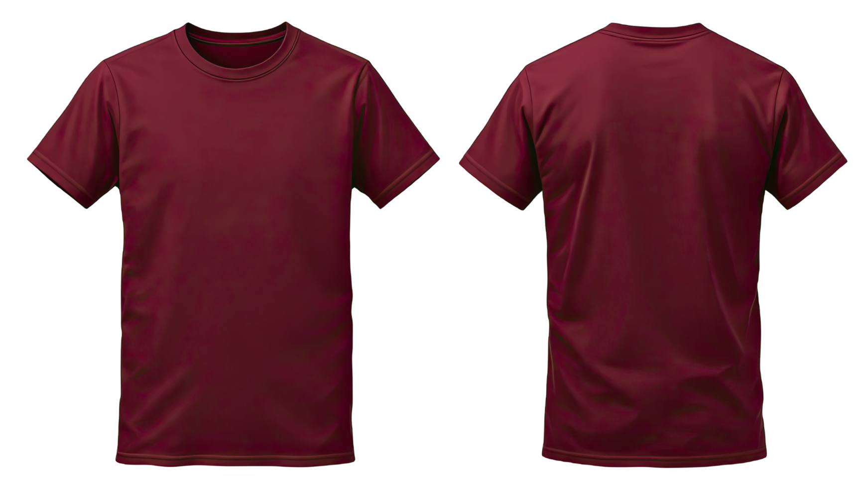 Maroon tshirt front and back views are presented png