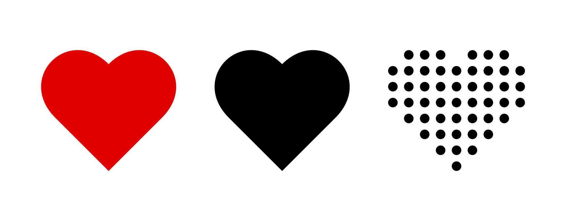 Hearts. Red black and a dotted heart vector