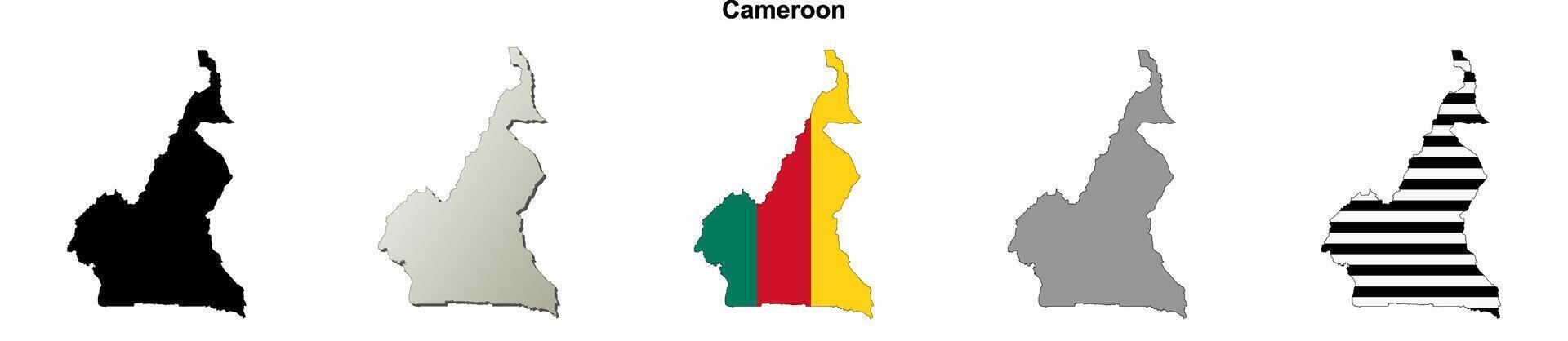 Cameroon outline map set vector