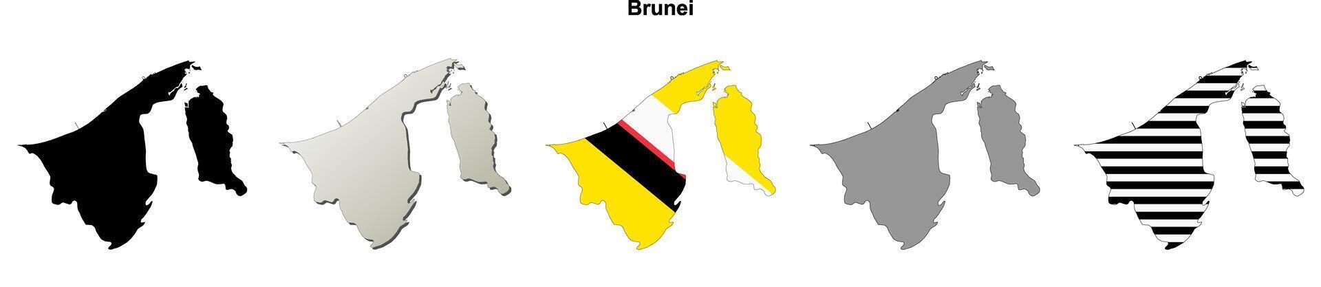 Brunei outline map set vector