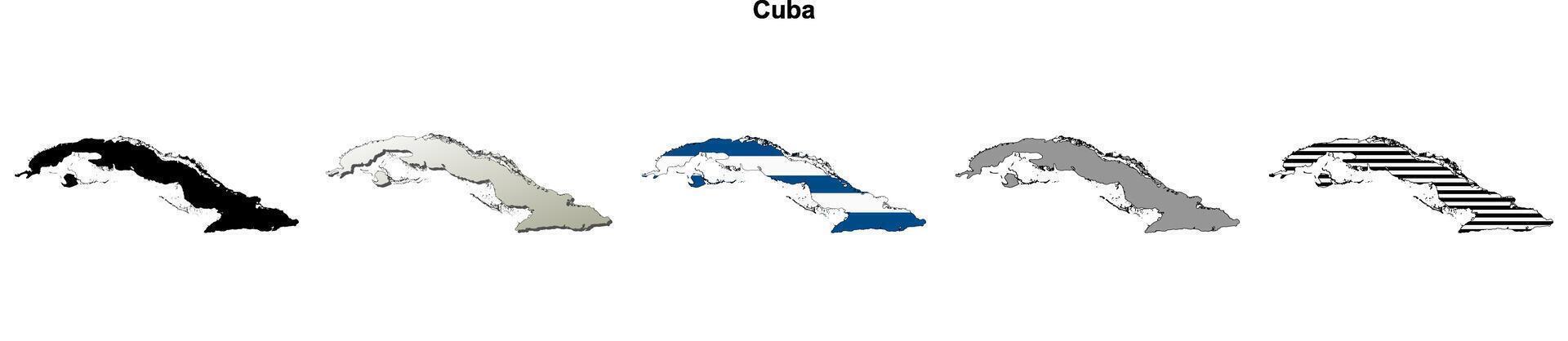 Cuba outline map set vector