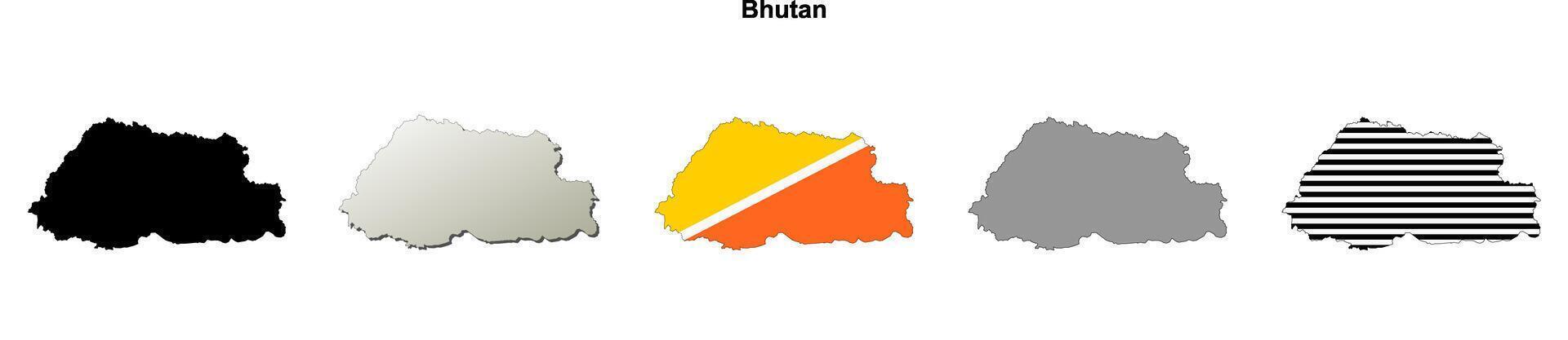 Bhutan outline map set vector