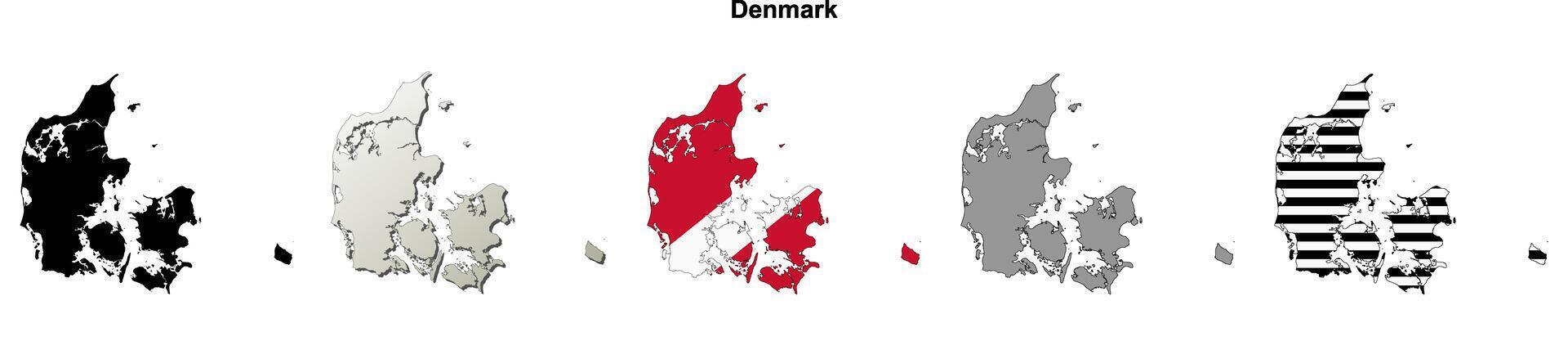 Denmark outline map set vector