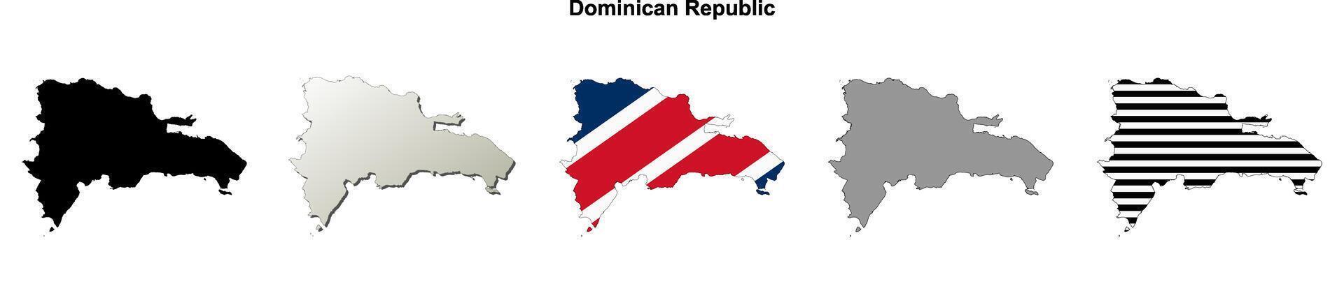 Dominican Republic outline map set vector