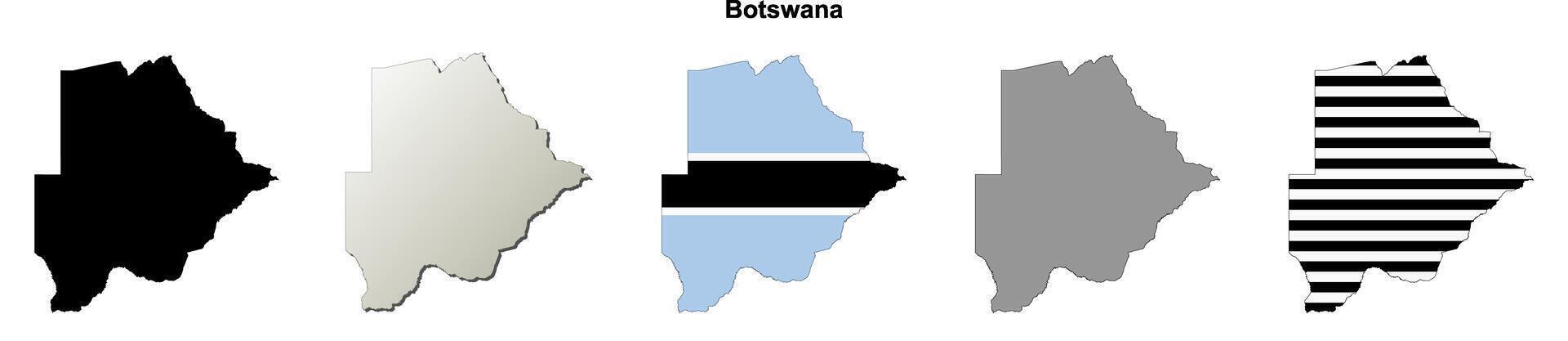 Botswana outline map set vector