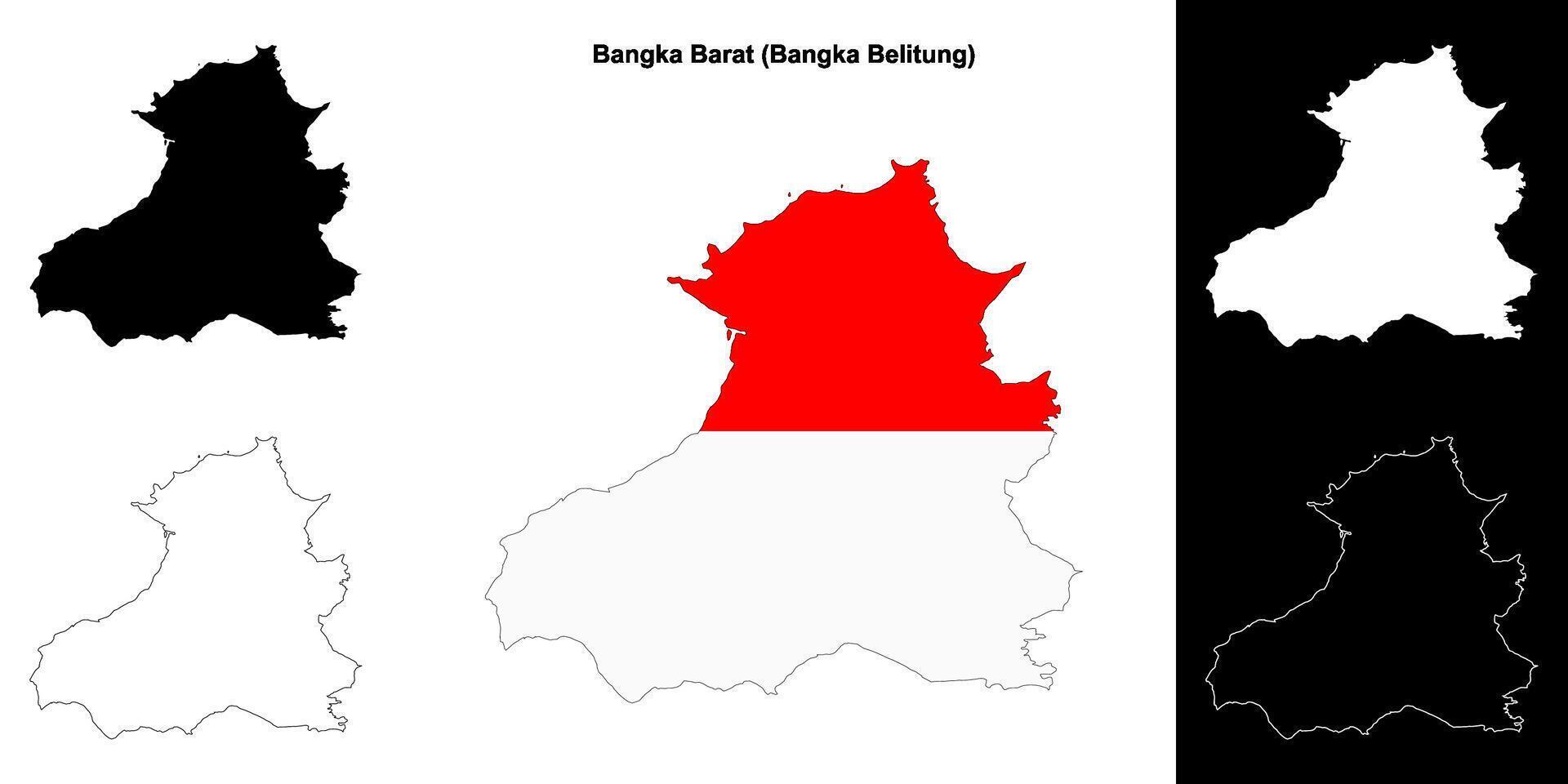 Bangka Barat blank outline map set vector