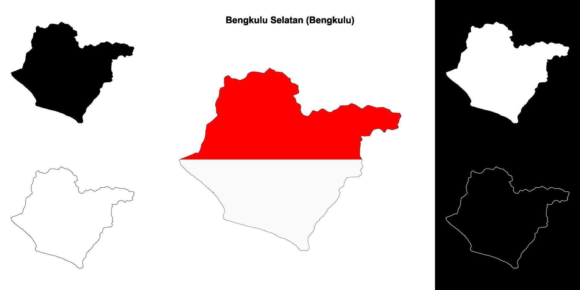 Bengkulu Selatan blank outline map set vector