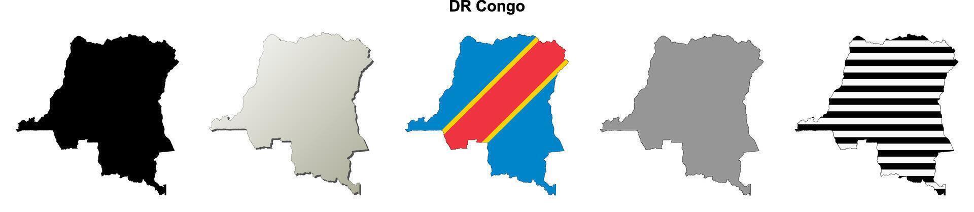 DR Congo outline map set vector