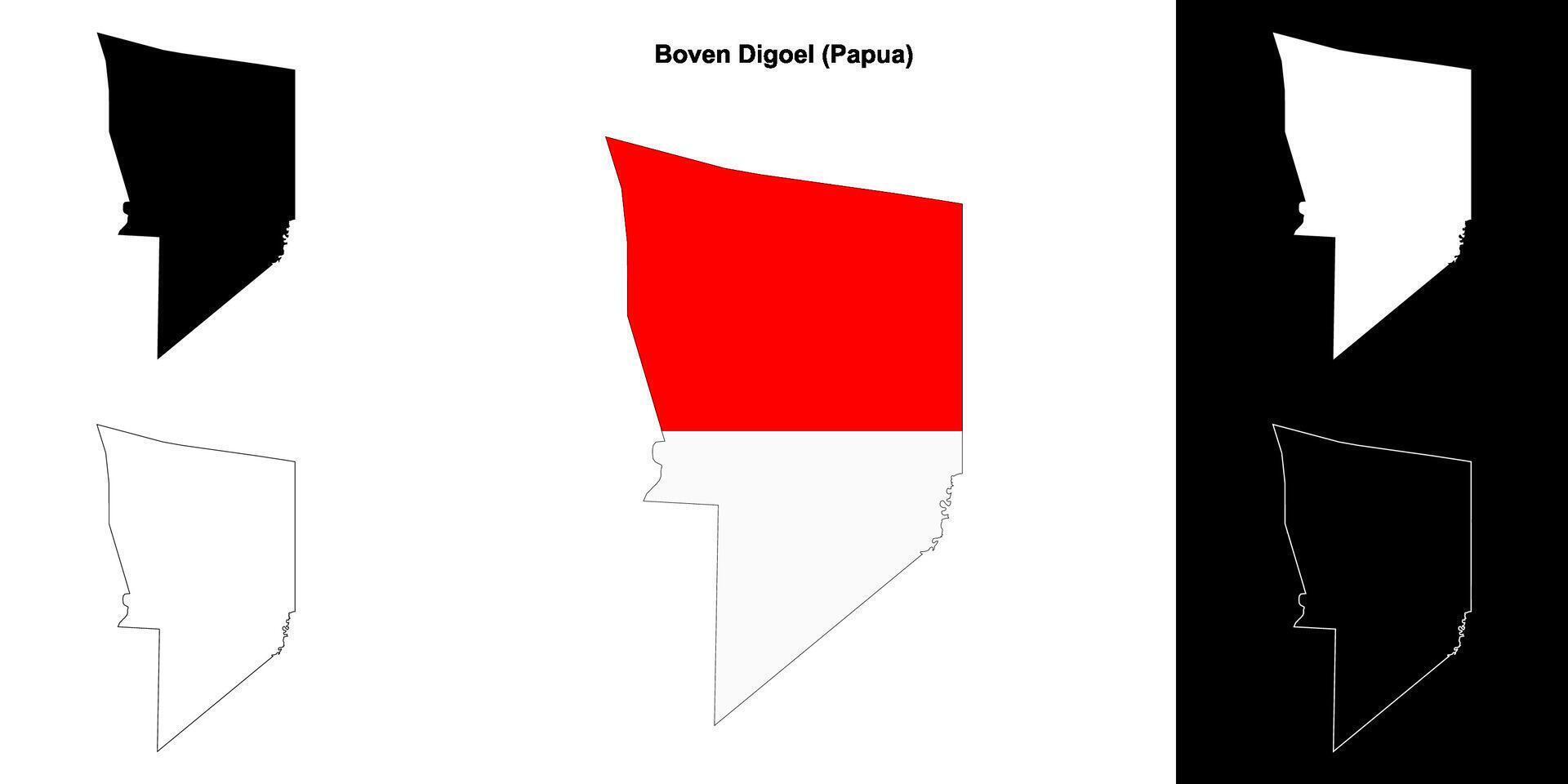 Boven Digoel blank outline map set vector